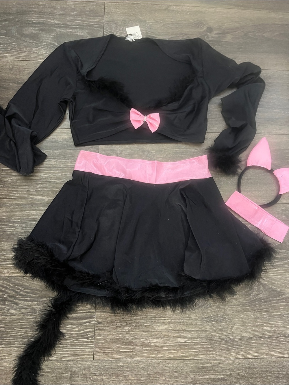 Forplay Halloween costume black and Pink  Black Cat Set with Ear headband